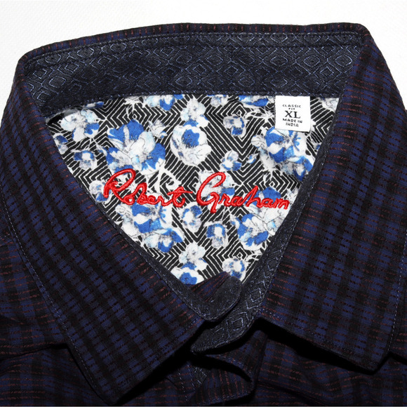 Robert Graham Classic Fit Men's Long Sleeve Button Front Flip Cuff Shirt Size XL - Picture 9 of 10